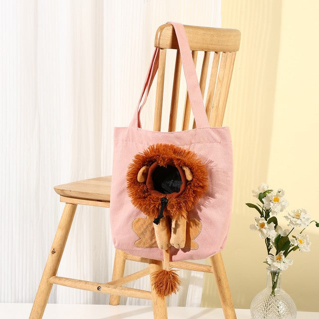 Soft Breathable Lion Design Pet Carrier WigglyTailNeeds