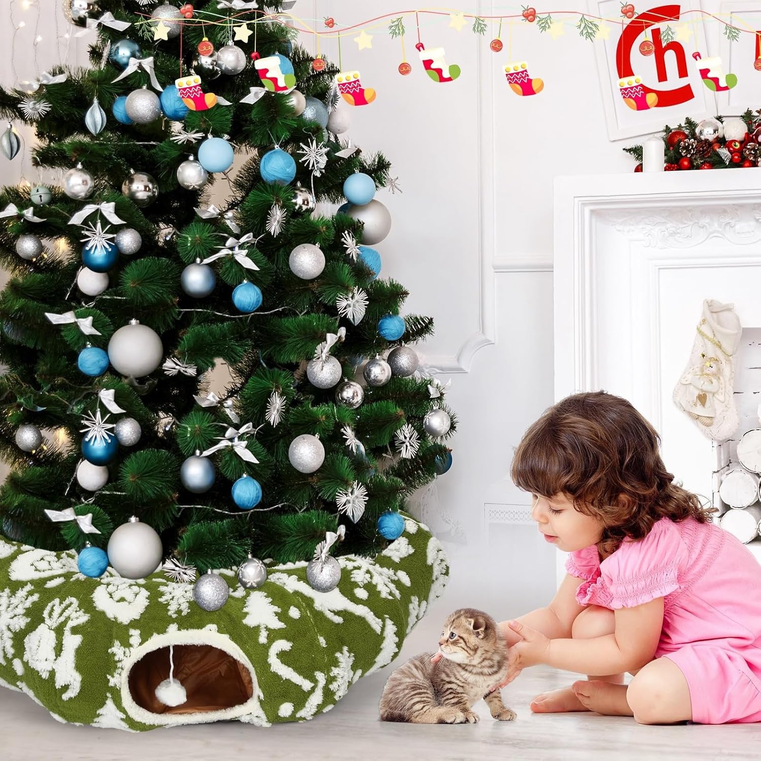 Lesure 2-in-1 Cozy Cat Tunnel Bed with Washable Cushion & Interactive Toys