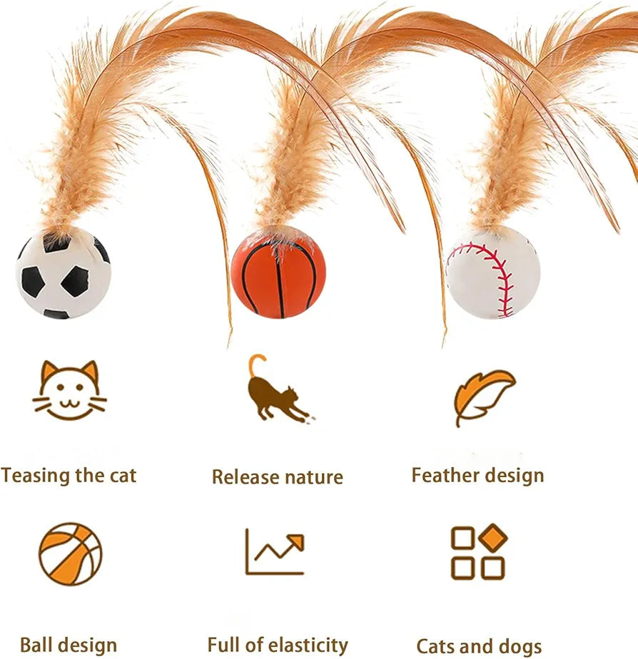 Bouncing Cat Ball with Feather YourCatGoodies