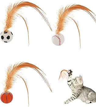 Bouncing Cat Ball with Feather YourCatGoodies