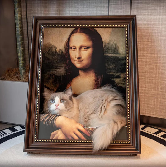Mona Lisa Oil Painting Cat Scratch Board