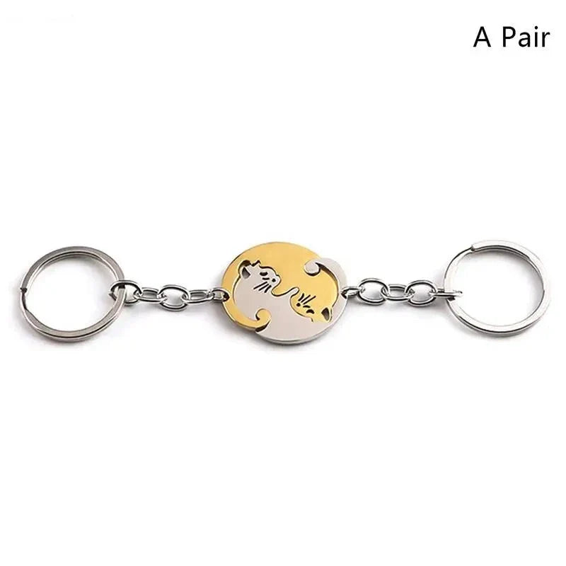 Cute Yin Yang Cat Keychain