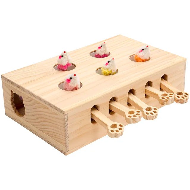 Interactive Wooden Whack-a-Mole Cat Toy YourCatGoodies