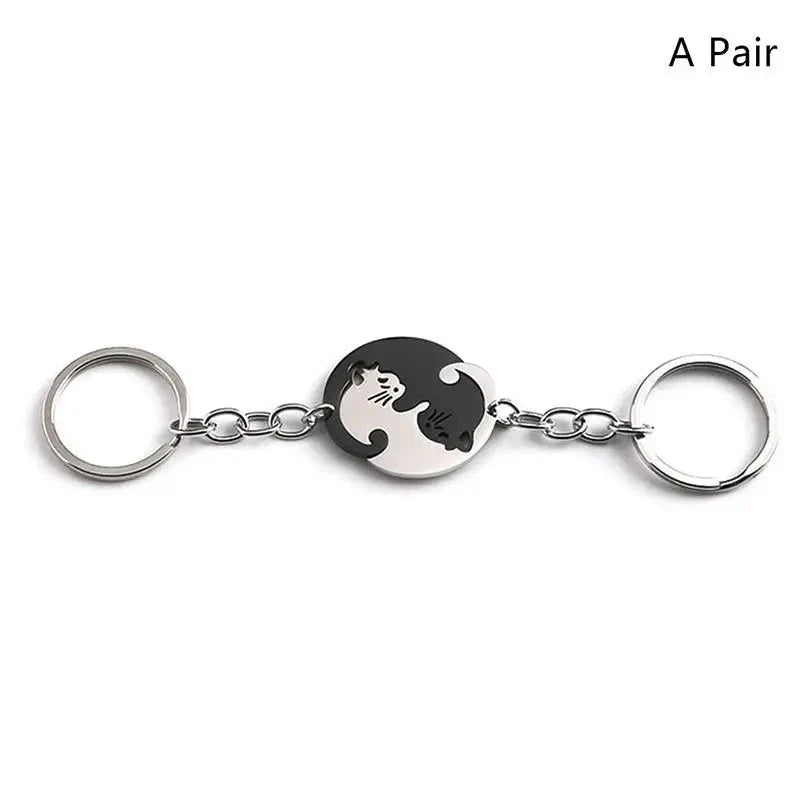 Cute Yin Yang Cat Keychain