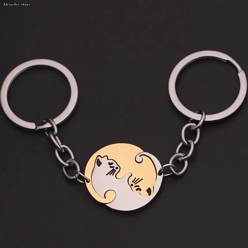 Cute Yin Yang Cat Keychain