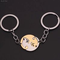 Cute Yin Yang Cat Keychain