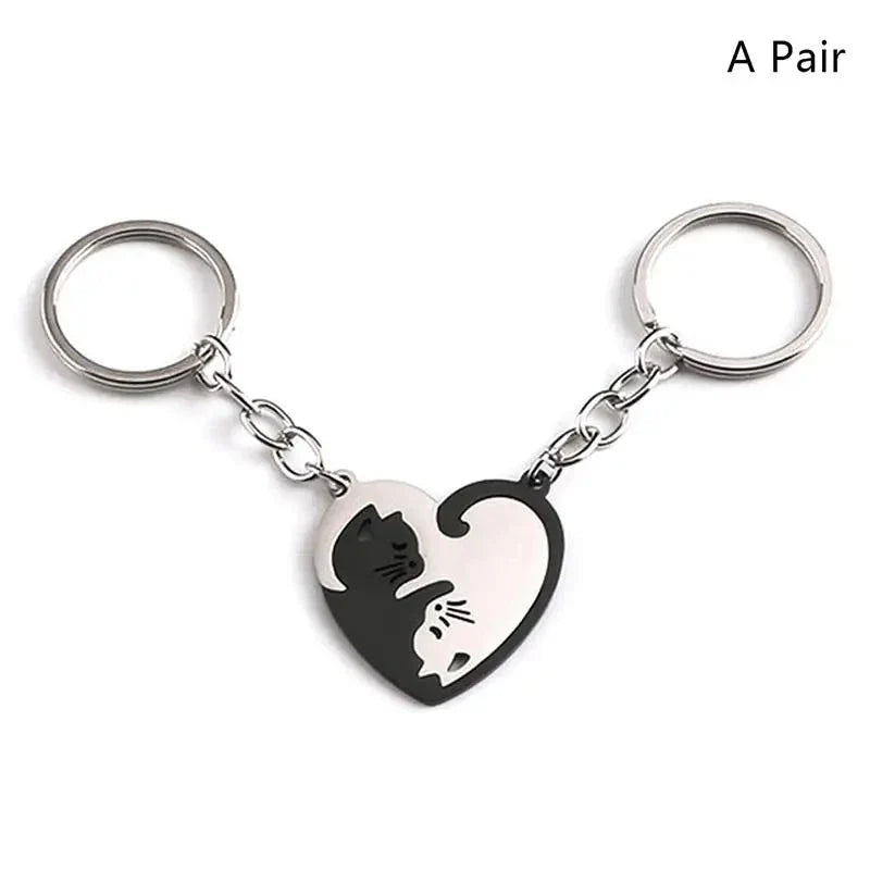 Cute Yin Yang Cat Keychain