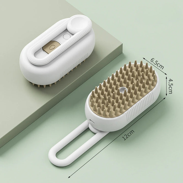 Steamy Grooming Brush With Handle WigglyTailNeeds