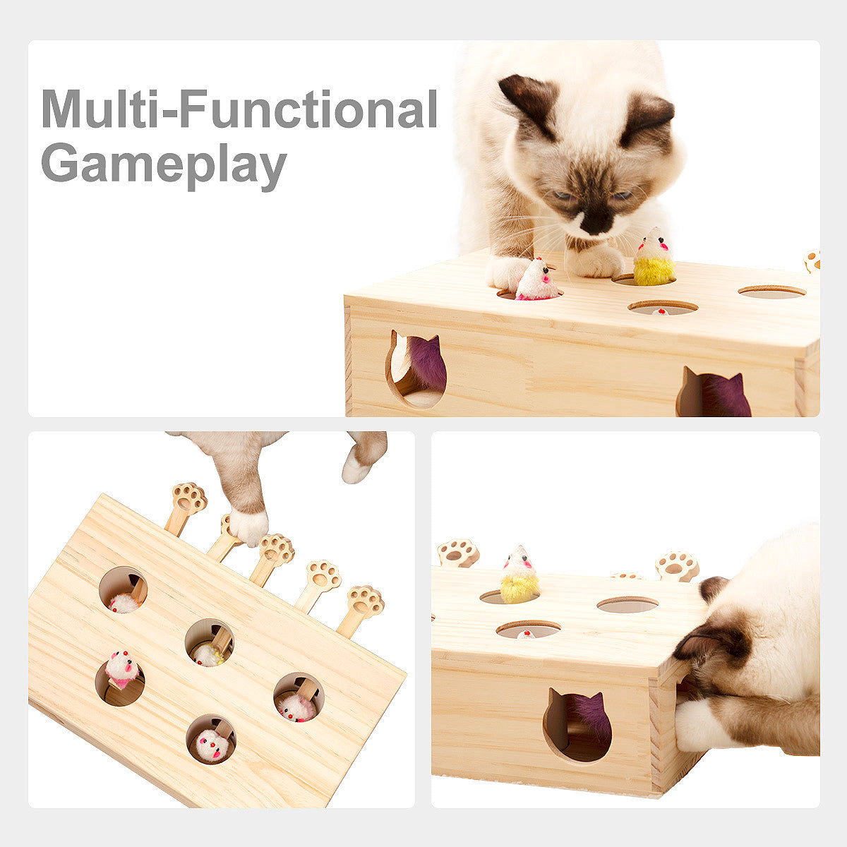 Interactive Wooden Whack-a-Mole Cat Toy YourCatGoodies