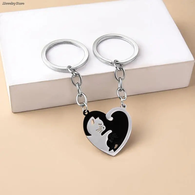 Cute Yin Yang Cat Keychain