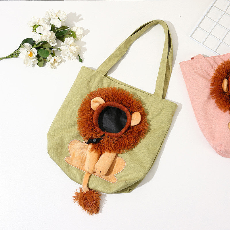 Soft Breathable Lion Design Pet Carrier WigglyTailNeeds