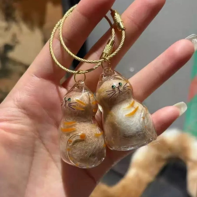 Transparent Cat Hair Storage Keychain