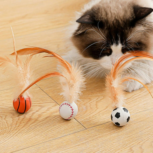 3 Bouncing Cat Ball with Feather