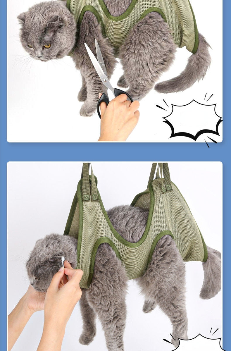 Cat Grooming Nail Cutting & Anti Scratch Hanging Bag WigglyTailNeeds